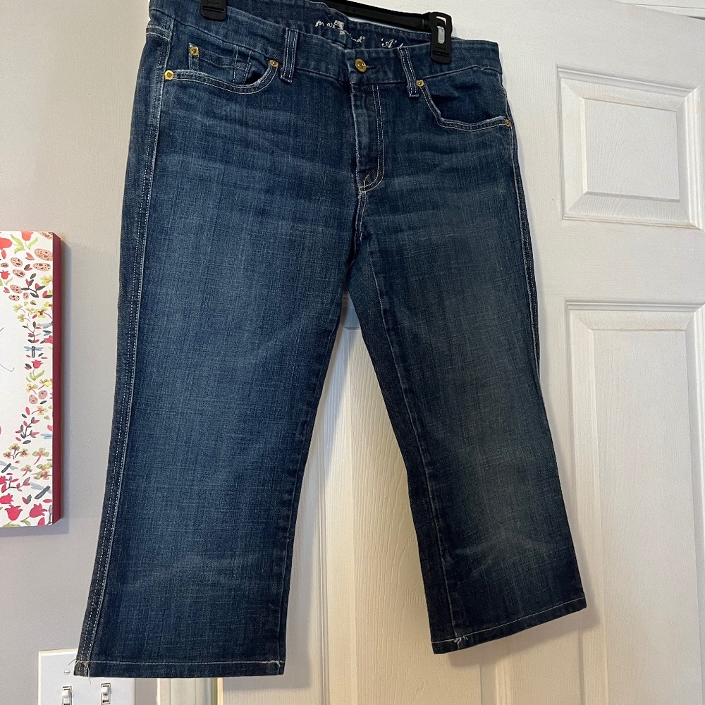 7 For All Mankind Dark Wash Cropped Ankle Jeans